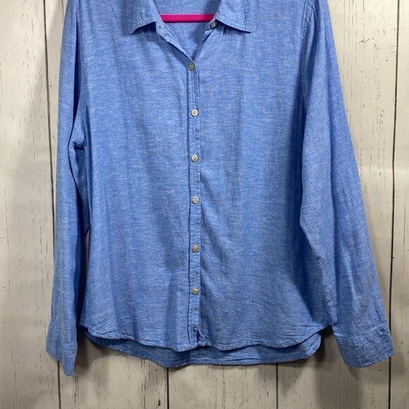 Orvis Womens Button Up Long Sleeve Linen Blend Shirt - Picture 9 of 16